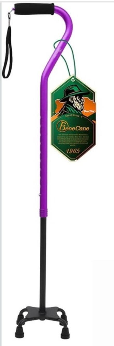 BeneCane Quad Walking Cane Adjustable Cushion Handle Lightweight Stable Purple